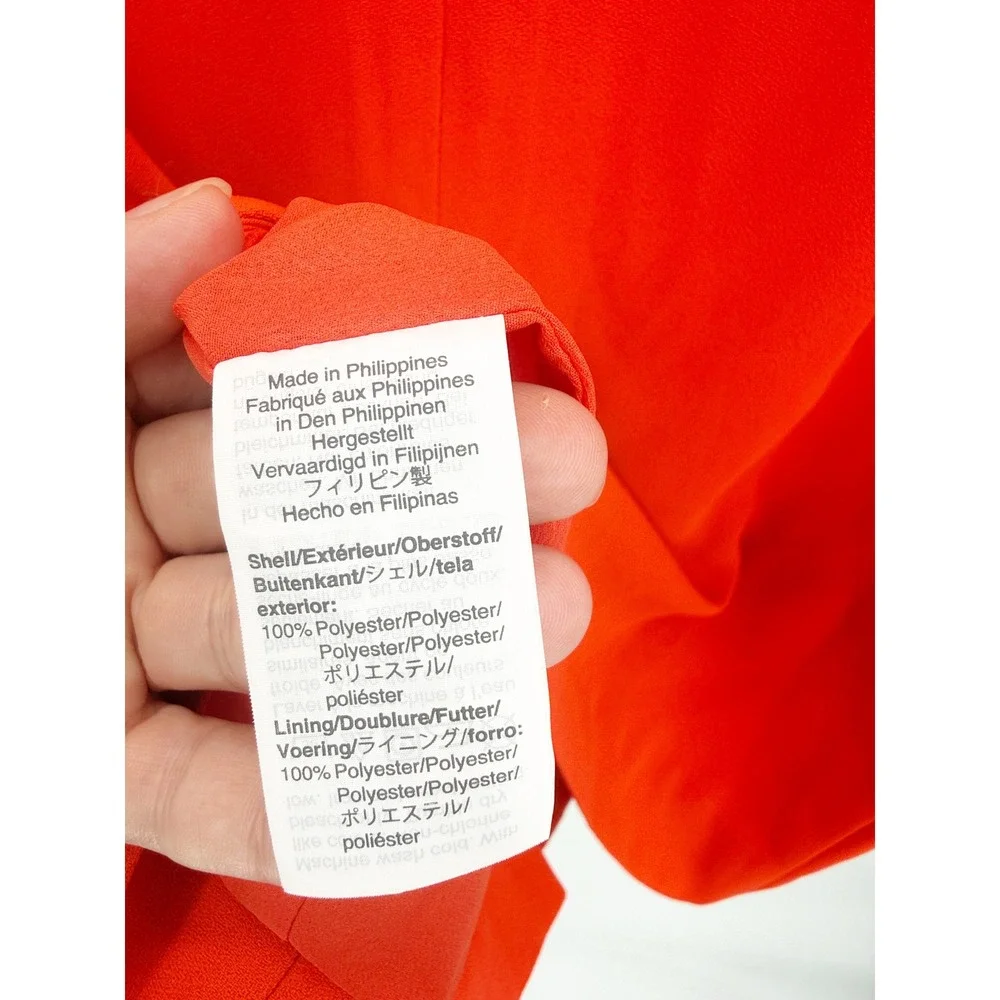 J.Crew Ruffle Neck Shift Dress 365 Crepe Brilliant Sunset Orange Red AK212 2
